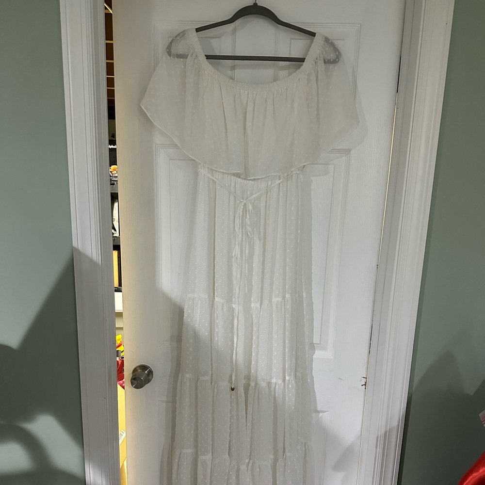 White Off-Shoulder Maxi Dress